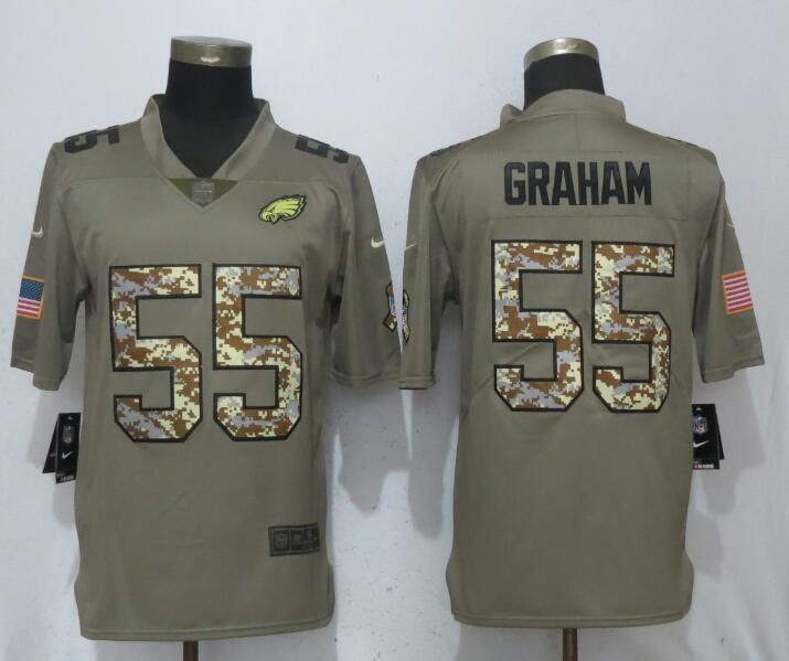 Men Philadelphia Eagles #55 Graham Olive Camo Carson Salute to Service Nike Limited NFL Jerseys->->NFL Jersey